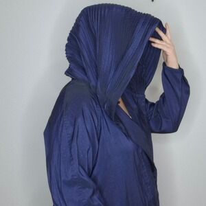 MYCRA PAC NOW Donatella Rain Coat Mini Oversized Hood Swing Navy Size M/L